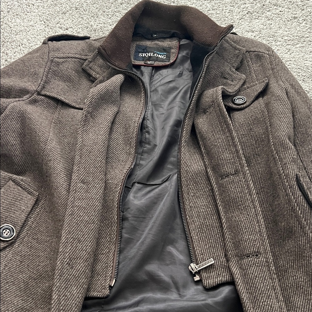 Siqilong Men’s Brown Winter Wool Blend Coat Jacket 170/88A - Size M - Picture 2 of 8